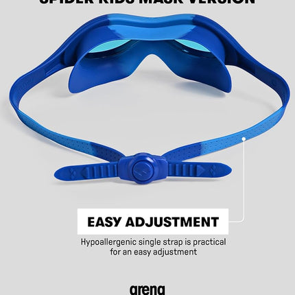 arena Spider Kids Mask Anti-fog Swimming Goggles, Swimming Mask with Large Lenses, Medium-Dark Lenses for Any Environment, UV Protection, Self-Adjusting Nose Bridge, Close-Fitting