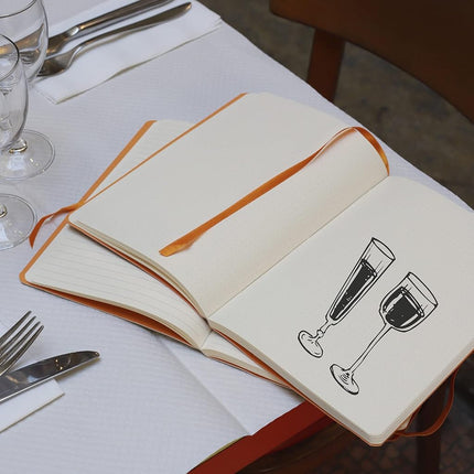 RHODIA 117374C - Sage Soft Notebook - A5 - Lined - 160 pages - Ivory Clairefontaine Paper 90 g/m - Bookmark, Elastic Closure - Faux Leather Cover - Rhodiarama Collection