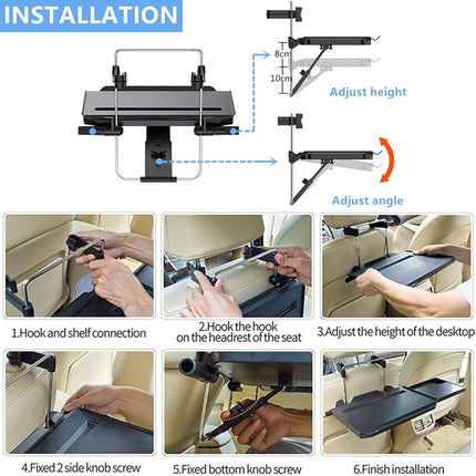 XERGUR Car Laptop Desk, Automotive Foldable Laptop Mount Tray and Notebook Eating Wheel Desk, Car Food Eating Tray for Steering Wheel and Back seat (Black)