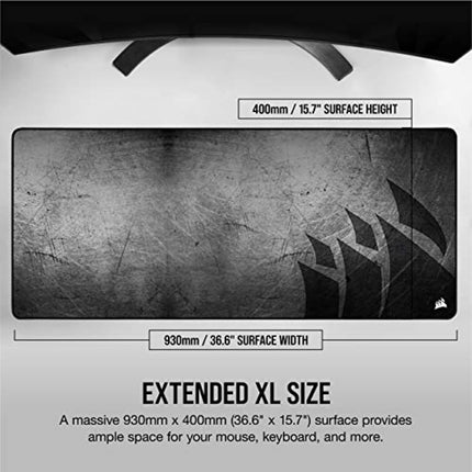 Corsair MM350 PRO Premium Spill-Proof, Stain-Resistant Cloth Gaming Mouse Pad (93 x 40 cm Surface, Micro-Weave Fabric, 4 mm Thick Plush Rubber, Durable Anti-Fray Edges) Extended XL, Black/Grey