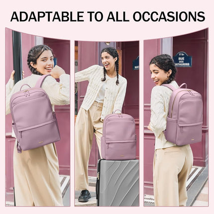 GOLF SUPAGS Laptop Backpack for Women Slim Computer Bag Work Travel College Backpack Purse Fits 15.6 Inch Notebook, Pinkish Purple