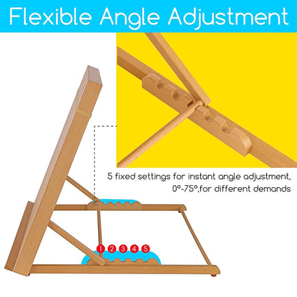 MEEDEN Adjustable Desk Easel: 5-Position A2 Drawing Stand - Portable Table Top Art Easel With Carry Belt - Sturdy Beechwood Desktop for Painting
