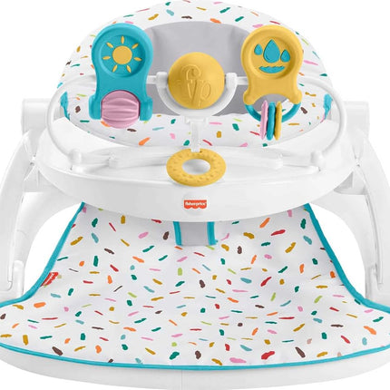 Fisher-Price Portable Baby Chair Deluxe Sit-Me-Up Floor Seat with Snack Tray and -Toy Bar, Rainbow Sprinkles (Amazon Exclusive)