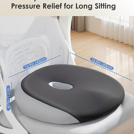 FLORICH Seat Cushion, Memory Foam Cushion for Office Chair, Ergonomic Office Seat Chair Cushion for Relieving Sciatica, Soft & Breathable Car Seat Cushion - Gray