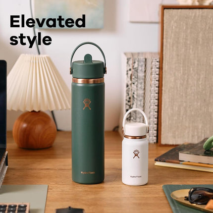 Hydro Flask Water Bottle - Insulated Stainless Steel - Wide Straw Lid, Non Spill, Leakproof in 24 Oz Black Arc