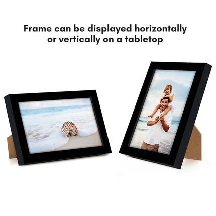 Americanflat 3x5 Picture Frame with Polished Crystal-Clear Glass - Streamline Collection - Thin Border Photo Frame for Tabletop Display - Easel Stand Included - Black