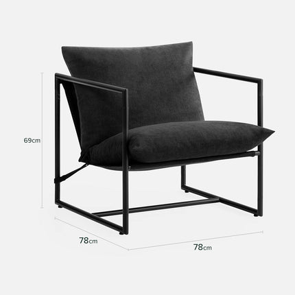 Zinus Aidan Sling Accent Chair Metal Frame Foam Black