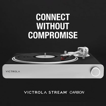 Victrola Stream Carbon Turntable - 33-1/3 & 45 RPM Vinyl Record Player, Works with Sonos Wirelessly, High Precision Cartridge, Semi-Automatic, Wi-Fi, RCA, Pre-Amp Out, Sleek & Stylish, Matte Finish