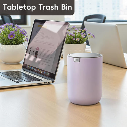 EKO 2.2L Mini Desk Bin with Swing Lid, Tabletop Rubbish Bin, Lavender