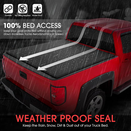 DNA MOTORING TTC-RU-015 Soft Vinyl Roll-Up Tonneau Cover for 15-20 F150 5.5Ft