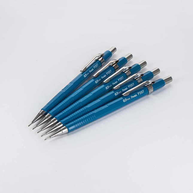 Portaminas Pentel Sharp (0.7mm), barril azul, paquete de 5 unidades