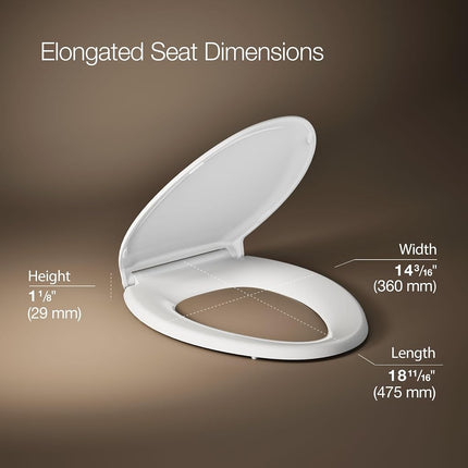 Kohler 4734-RL-0 Rutledge READYLATCH Quiet Close Elongated Toilet SEAT, White