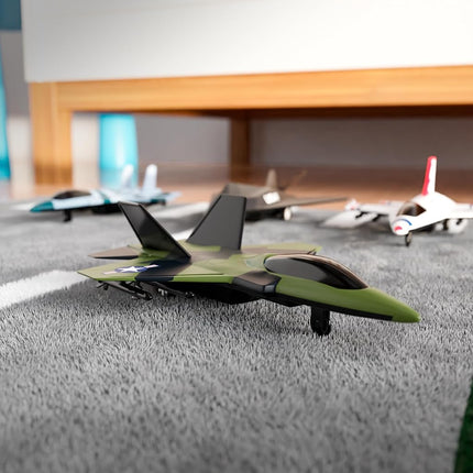 Lollipop US Air Force 4-Pack Toy Jet Squadron Die Cast Airplanes, Pull Back Military Fighter Jets, Diecast Air Plane Models