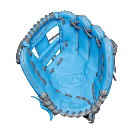 Wilson A500 11" Infield Youth Baseball Glove - Left Hand Throw, Blue/Grey/Red