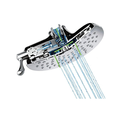 Moen Velocity Chrome Two-Function Rain Shower 8-Inch Showerhead with Immersion Technology for a High-Pressure Rinse, Round Rainfall Shower Head, Pressure Boosting Shower Head, S6320