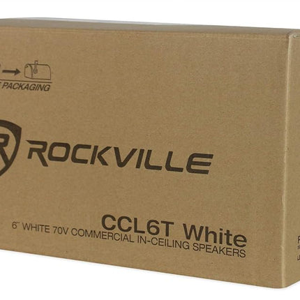 12 Rockville CCL6T White 70V 6" Commercial Ceiling Speakers 4 Restaurant/Office