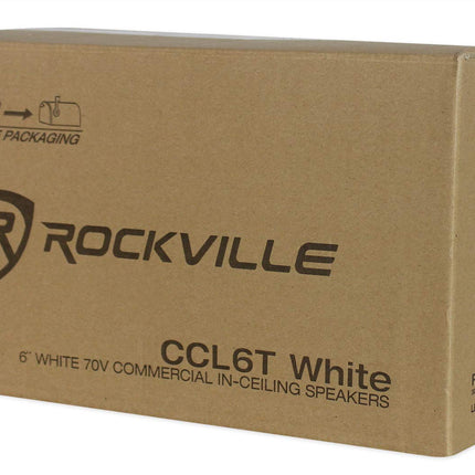 12 Rockville CCL6T White 70V 6" Commercial Ceiling Speakers 4 Restaurant/Office