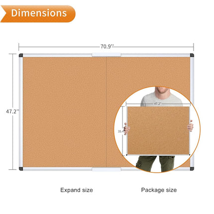 VIZ-PRO Large Cork Bulletin Board, 180 X 120 cm, Foldable