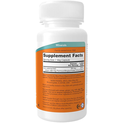 NOW Supplements, Iron 36 mg, 90 Veg Capsules
