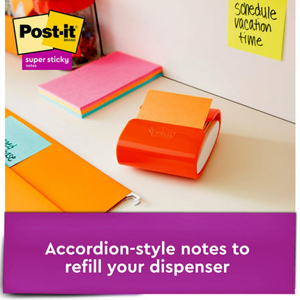 Blocs-notes Post-it Super Sticky Pop-up, 76x76 mm, 10 blocs, puissance de collage 2X, collection Rio de Janeiro, couleurs vives (orange, rose, bleu, vert), recyclables (R330-10SSAU)