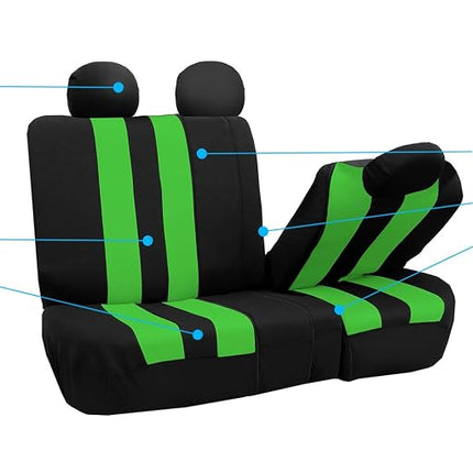 FH GROUP FH-FB036217 Striking Striped Seat Covers Green / Black Color- Fit Most Car, Truck, Suv, or Van
