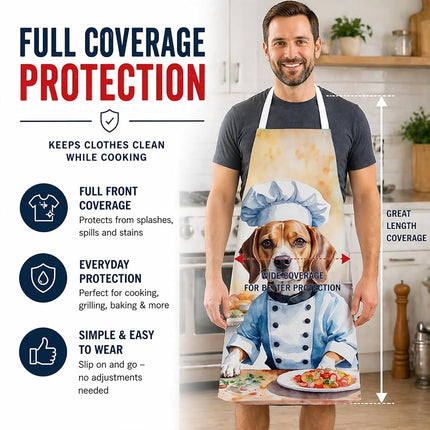 Caroline's Treasures Beagle The Chef Apron Cooking Kitchen Server Baking Crafts Gardening for Adult Women Men, Unisex, Large, Multicolor