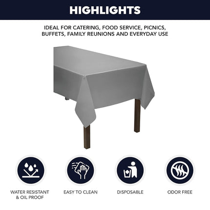 Party Essentials Plastic Banquet Table Roll, 40" x 100', Silver