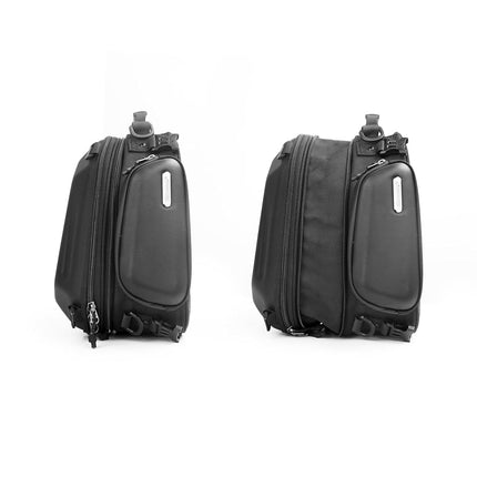 Rhinowalk Motorcycle Tail Bag Expandable Hard Shell Motorcycle Travel Luggage 12L-18L Waterproof All Weather/Trunk/Rack Bag with Sissy Bar Straps - Matt Black