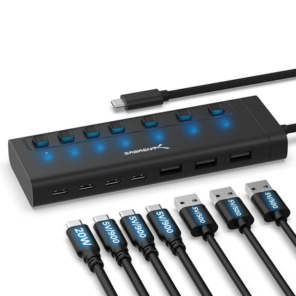 SABRENT Powered USB Hub, USB Hub Powered Docking S