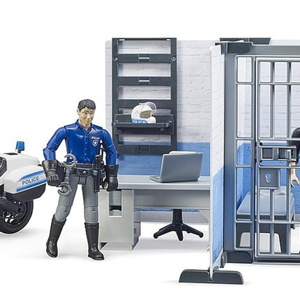 bworld Set Police Station w Police Motorbike