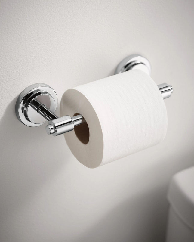 Moen DN0708CH Iso Collection Double Post Modern Pivoting Toilet Paper Holder, Chrome, 3.11" W X 2.44" H X 6-1/2" D