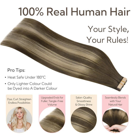 hotbanana Tape in Hair Extensions Human Hair 12 Inch