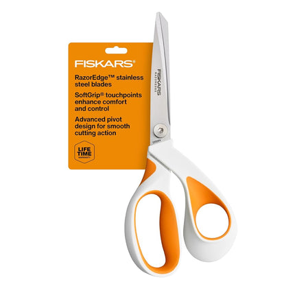 Fiskars RazorEdge Fabric Scissors - 8" Heavy Duty Fabric Shears with SoftGrip Ergonomic Handle, Premier Grade Stainless Steel Blades