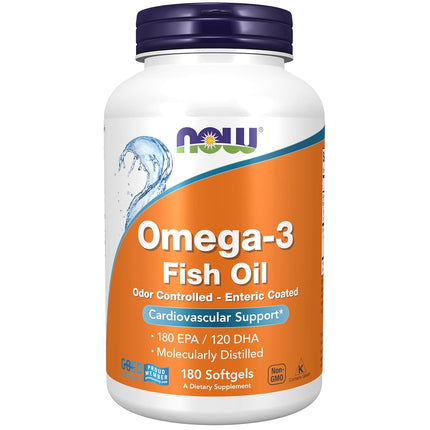 NOW Omega-3, Enteric Coated,180 Softgels