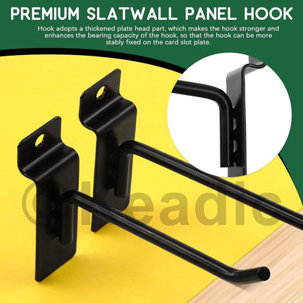Keadic 20Pcs 2” Slatwall Hooks Set Heavy Duty Slat Wall Shelf Brackets Hanging Hook Pegboard Gridwall Panel Hook for Garage Shop Retail Display and Organization (Black)