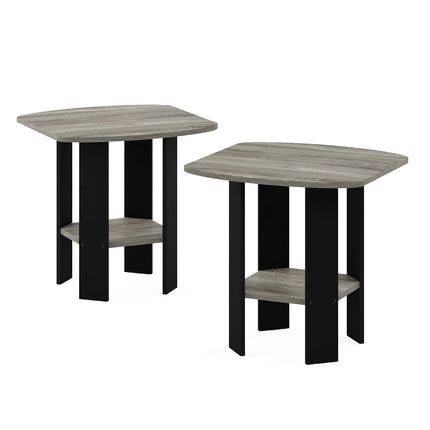 Furinno SIMPLE DESIGN Side Table Set of 2, 2-Tier End Table, Open Shelves Night Stand, Bedside Table, for Living Room, Bedroom, French Oak