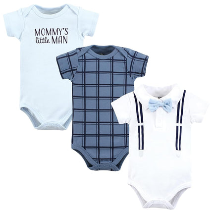 Hudson Baby Unisex Baby Cotton Bodysuits, Mommys Little Man Polo, 9-12 Months, Mommys Little Man Polo, 9-12 Months