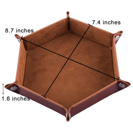 SIQUK 4 Pieces Dice Tray Hexagon Dice Rolling Holder Folding PU Leather Dice Trays for Dice Games Like RPG, DND and Other Table Games (Gray, Camel, Red and Black)
