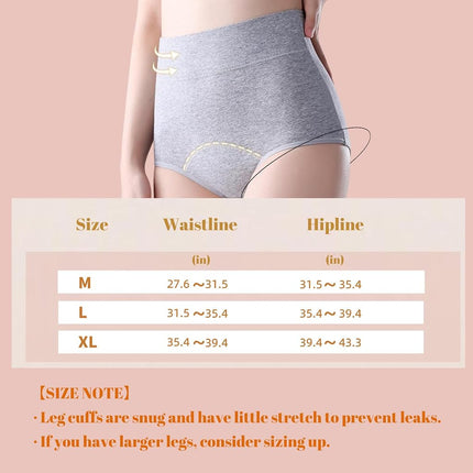 Women's Washable Incontinence Underwear 3 Pack, High Waist Leakproof Ladies Panties, Reusable Incontinence Briefs for Bladder Leakage Protection(XL-Waist: 22.8''~42.5'')