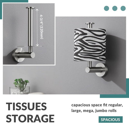 Toilet Paper Holder with Round Plate Aomasi SUS304 Stainless Steel Vertical Tissue Roll Hanger Bathroom Accessory Brushed Nickel