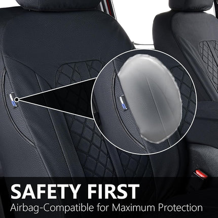 Truckiipa Truck Ram Seat Covers Full Set Leather Waterproof Full Coverage Car Seat Cushion Protector Custom Fit for 2009-2018 Dodge Ram 1500, 2010-2023 Ram 2500 3500 Crew Mega Cab, Full Set, Black