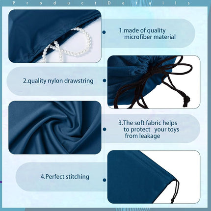 Weewooday 12 Pcs Adult Toy Bags Drawstring Microfiber Pouch Adult Game Toy Gift Bags Cosmetic Storage Organizer Multipurpose Foldable Ditty Pouch for Women Men(Navy Blue,15.75 x 11.81 Inch)