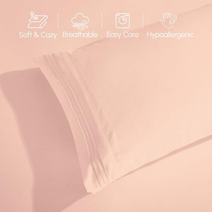 Elegant Comfort Luxurious 1500 Premium Hotel Quality Microfiber 4-Piece Sheet Set, 18-24 Inches Deep - Extra Deep Pocket Sheets - Ultra Soft 4PC Deep Pocket Sheets, Queen, Blush