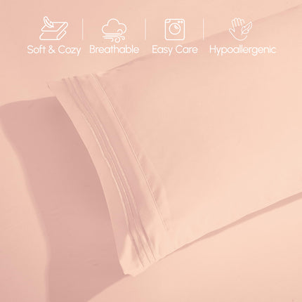 Elegant Comfort Luxurious 1500 Premium Hotel Quality Microfiber 4-Piece Sheet Set, 18-24 Inches Deep - Extra Deep Pocket Sheets - Ultra Soft 4PC Deep Pocket Sheets, King, Blush