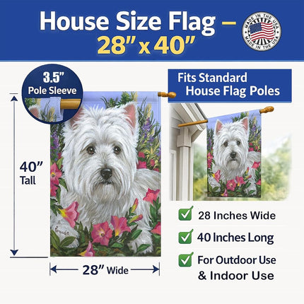 Caroline's Treasures PPP3221CHF Westie Petunia Flag Canvas House Size, House Size, Multicolor