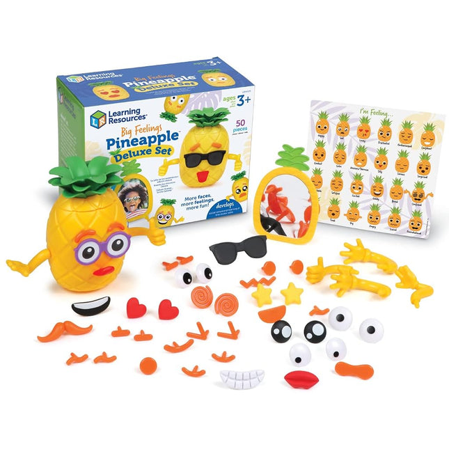 Learning Resources Big Feelings Pineapple Deluxe Set, Social Emotional Toys for Toddlers, Sensory Toys for Autistic Children, Speech Therapy Materials, 50 Pieces, Ages 3+
