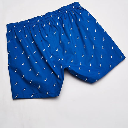 Nautica Men's Cotton Woven 3-Pack Boxers Shorts, Peacoat/Dellarobbia/Sails-sea Cobalt, XL