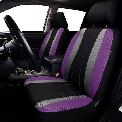 Flying Banner car seat Covers Full Set All Air Mesh Breathable Man Lady Airbag Compatible Rear Bench Split 40/60 50/50 60/40 Truck Pick Up (Full Set - Low Back, Black Gray Purple)