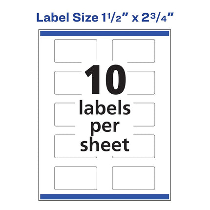Avery Glossy Clear Rectangle Labels with Sure Feed, 1.5" x 2.75", 250 Glossy Clear Labels (36516)