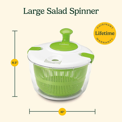 Cuisinart Escurridor de Ensalada Grande Spin Stop - Lave, Seque y Escurra Verduras de Hoja Verde, Frutas y Verduras, 4.7 L, CTG-00-SAS1